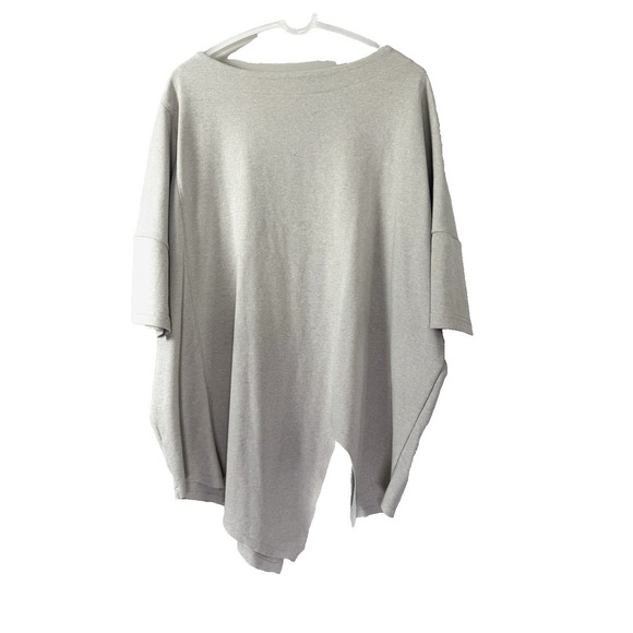 Womens Medium Blouse Neutral Lagenlook Asymmetrical Boho Flowy Oversized Chic - Picture 2 of 10